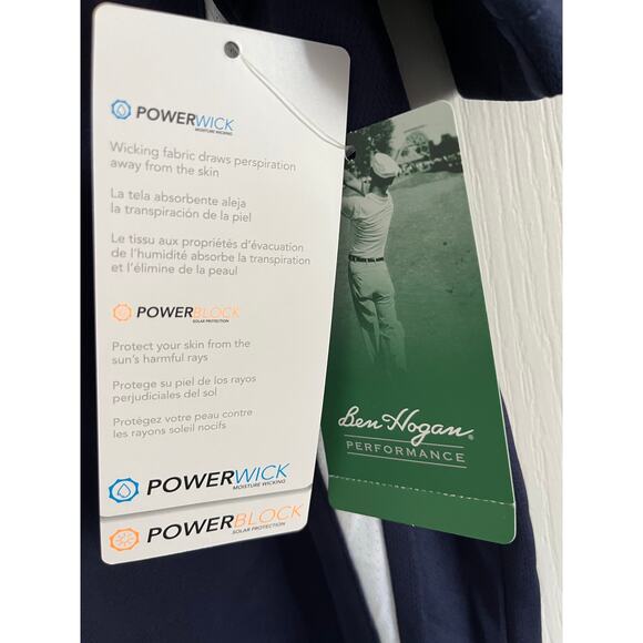 Ben Hogan Performance Golf Men’s Polo Shirt Peacoat Blue Bright White Large New - Picture 5 of 12